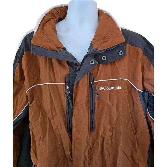 Columbia Mens XL Interchange Jacket Rust & Gray Waterproof Outdoor Coat - Picture 3 of 9